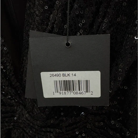 NWT MAC DUGGAL Black Sequined Long Sleeve Gown - Picture 8 of 12